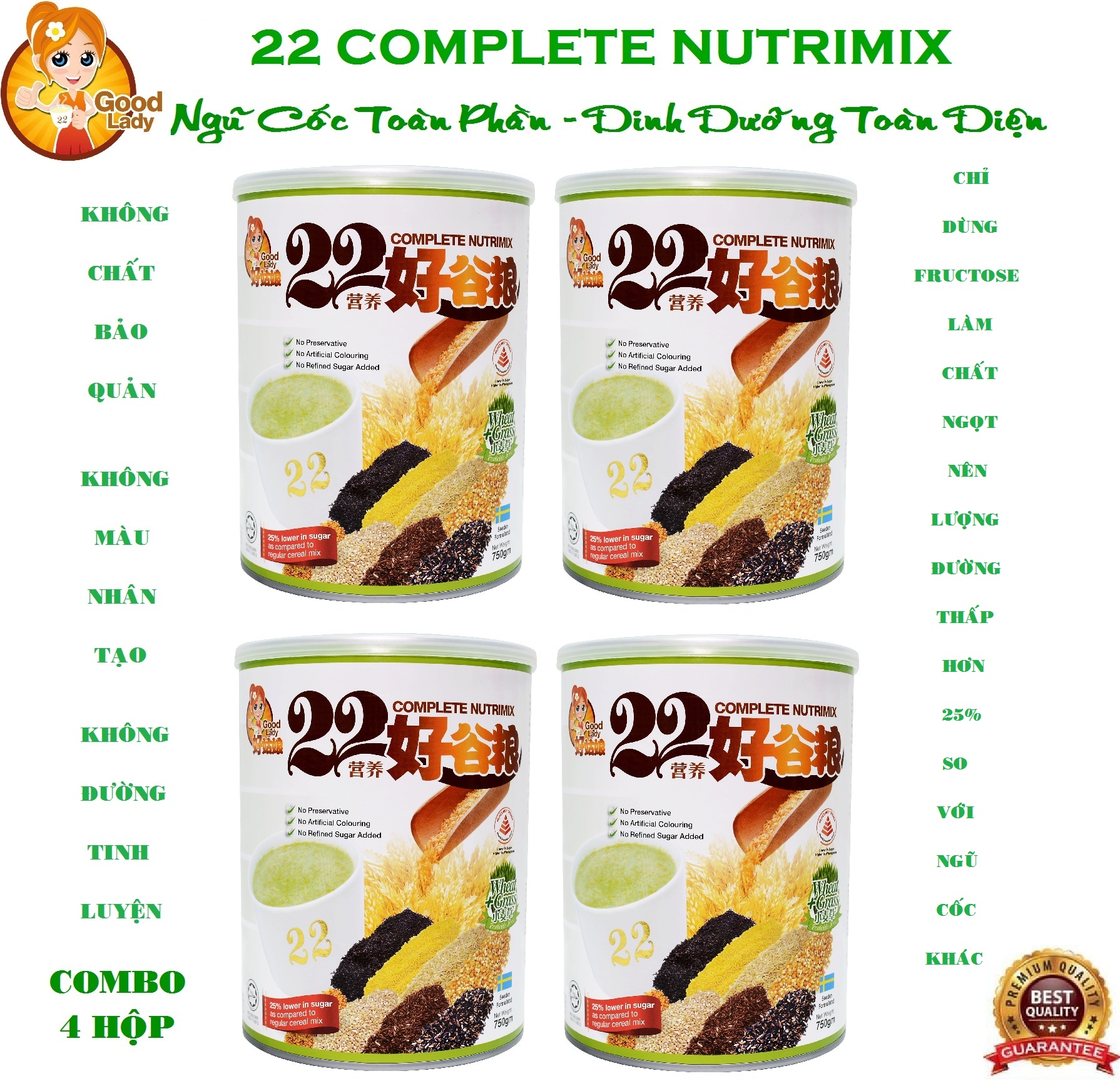 Combo 4 hộp sữa hạtdinh dưỡng cao cấp 22 dưỡng chất 22 Nutrimix