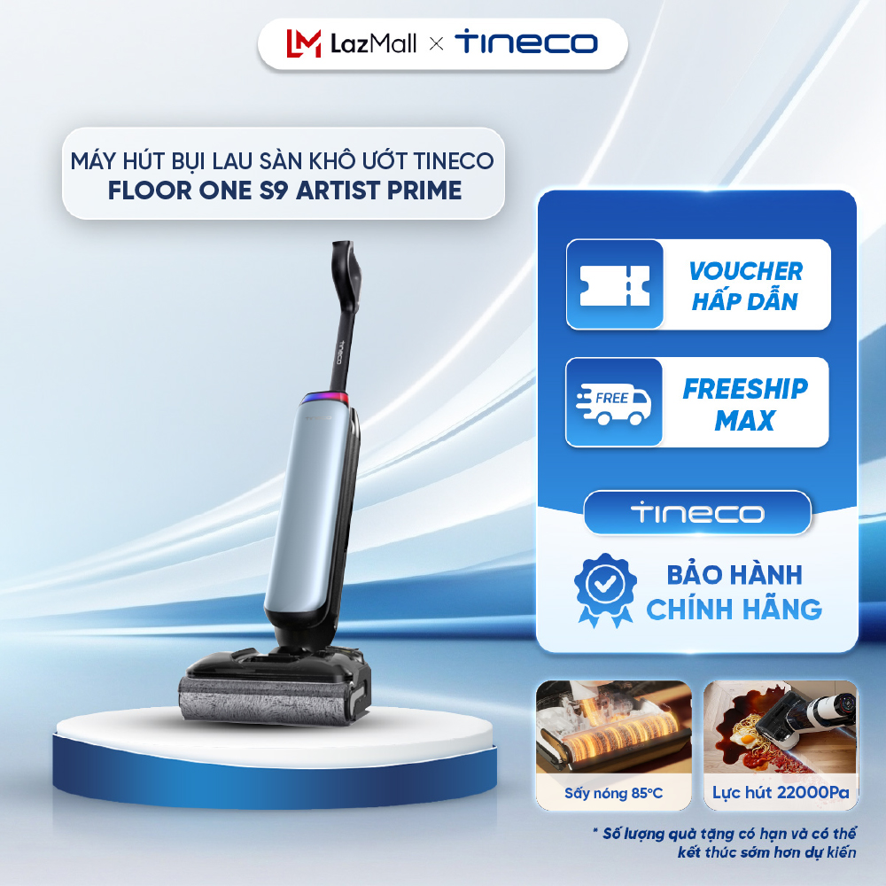Máy hút bụi lau sàn khô ướt Tineco Floor One S9 Artist Prime - Lực hút 22000Pa - Cảm biến iLoop - Nằm phẳng 180°