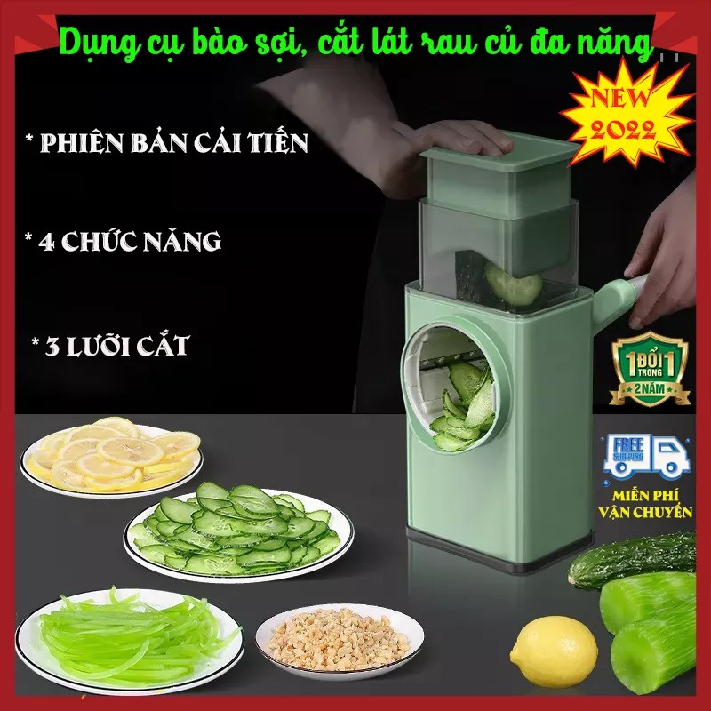 Dụng cụ bào rau củ quả gia đình - máy bào thái sợi 4in1 đa năng, máy thái rau củ quả đa năng, dụng cụ bào sợi, thái lát, cắt rau củ quả cho mọi gia đình.