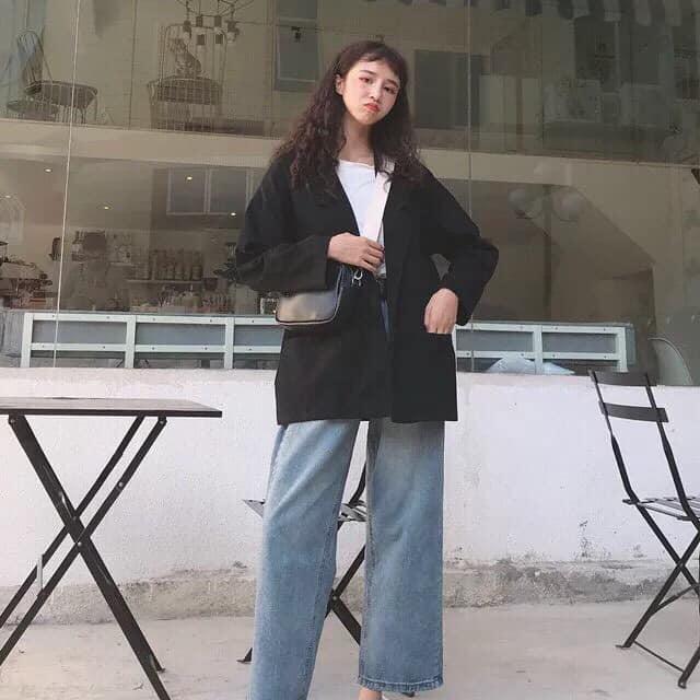 Áo khoác vest blazer đen thời trang nữ hàn quốc, amelia