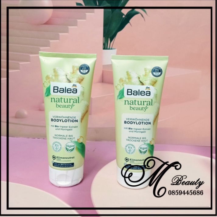 Sữa dưỡng thể Balea Natural Beauty Chiết xuất Gừng & Dầu Moringa hữu cơ, 200 ml hàng Đức đủ bill