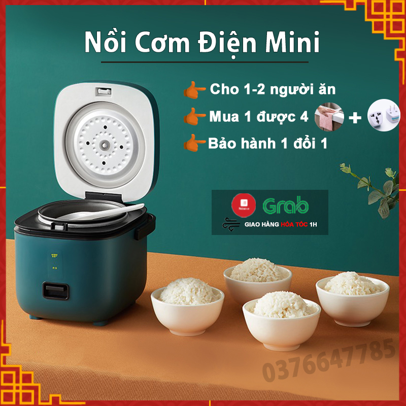 Nồi cơm điện mini đa năng Jiashi 1,2L cho 1-2 người ăn - Noi com dien mini có lòng nồi chống dính - Hàng nội địa cao cấp giá rẻ - Nồi dùng nấu canh, làm bánh, nấu cháo, chưng yến - Bảo hành 6 tháng NCD01