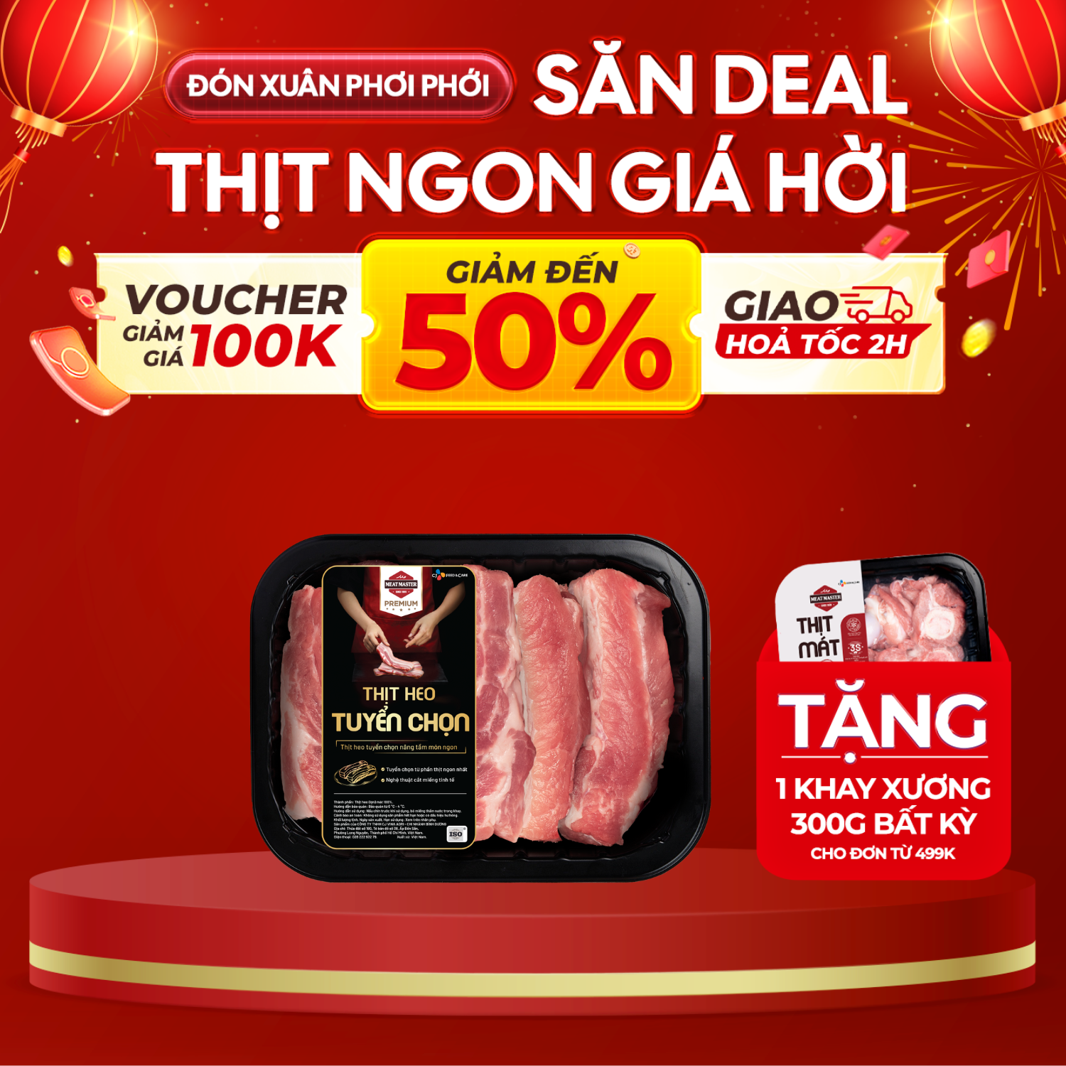 CẬN DATE (HSD từ 1 đến 2 ngày) - SƯỜN ĐẾ VƯƠNG MEAT MASTER 400g/khay