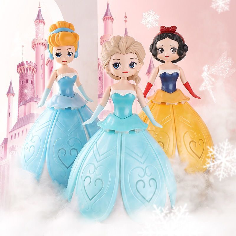 Đồ chơi Búp bê Công Chúa Elsa, Sofia, Bạch Tuyết, Lọ Lem, khiêu vũ xoay có đèn nhạc