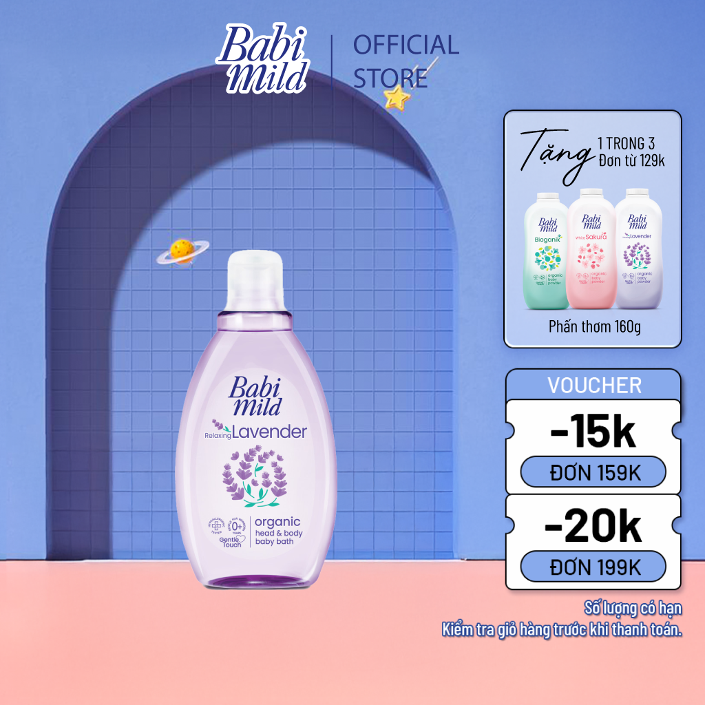 Sữa Tắm Gội Trẻ Em Babi Mild Lavender 180ML