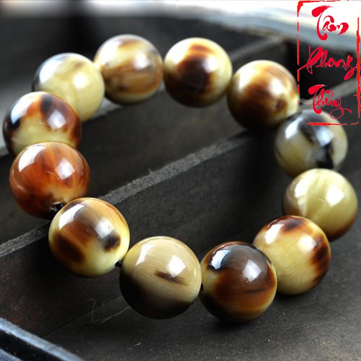 Vòng Tay Phong Thủy Sừng Bò Châu Phi Tự Nhiên Hạt Trắng Cao Cấp - Pháp Tâm