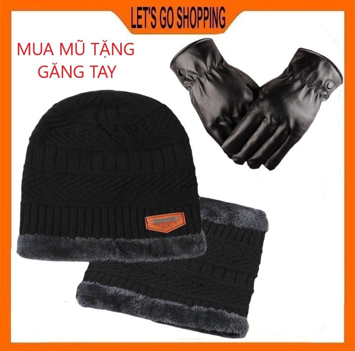 Mũ len kèm khăn lót nỉ siêu ấm, mũ len nam, mũ len nữ, mũ len đẹp, mũ len nữ hàn quốc, mũ len