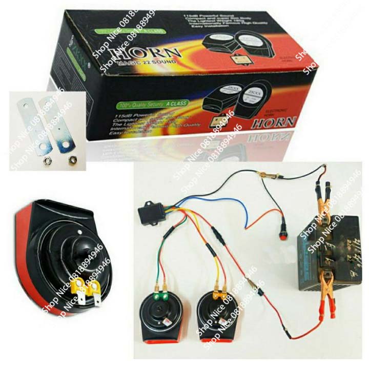 Còi ngân 8 tiếng 12V xe máy ô tô gồm 2 còi âm thanh cực hay