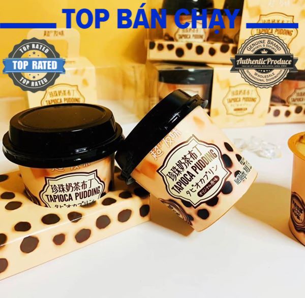1 lốc 3 hộp thạch pudding trân châu trà sữa tapioca
