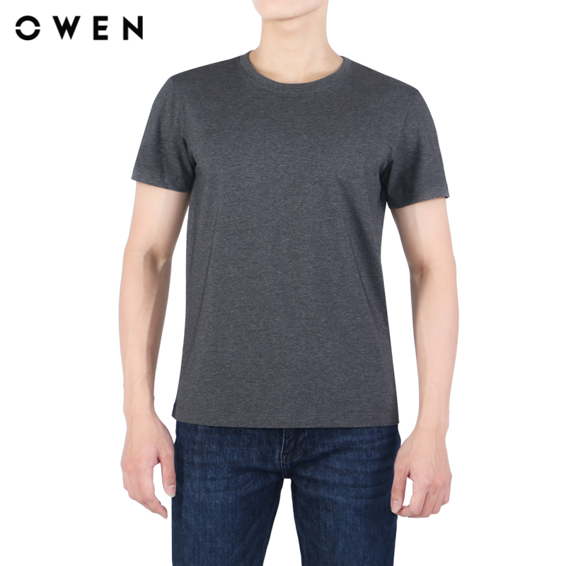 Owen - áo thun nam tshirt body fit ts22352 màu xám chất liệu cotton - spandex