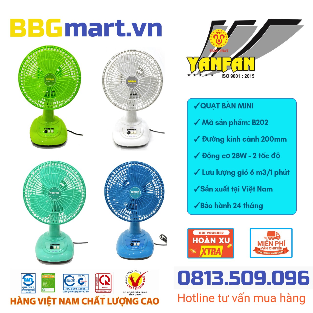 QUẠT BÀN MINI YANFAN B202