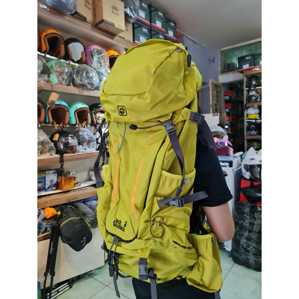 Balo 50 lít Jack Wolfskin màu vàng chính hãng - Balo treckking,leo núi,dã ngoại,...
