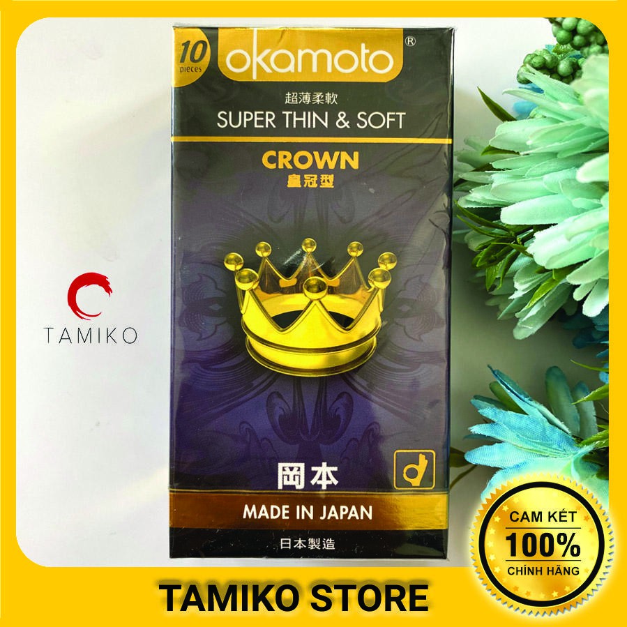 Hộp 10c bao cao su cao cấp okamoto crown siêu mỏng ôm sát- xuất xứ nhật bản