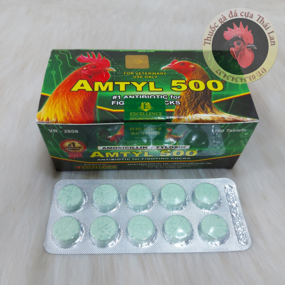HCM - COMBO 1 VĨ / 10 VIÊN - cho gà đá - amtyl 500 Philippines - trị bệnh tổng hợp , tan , gà khò , hen , sưng mặt