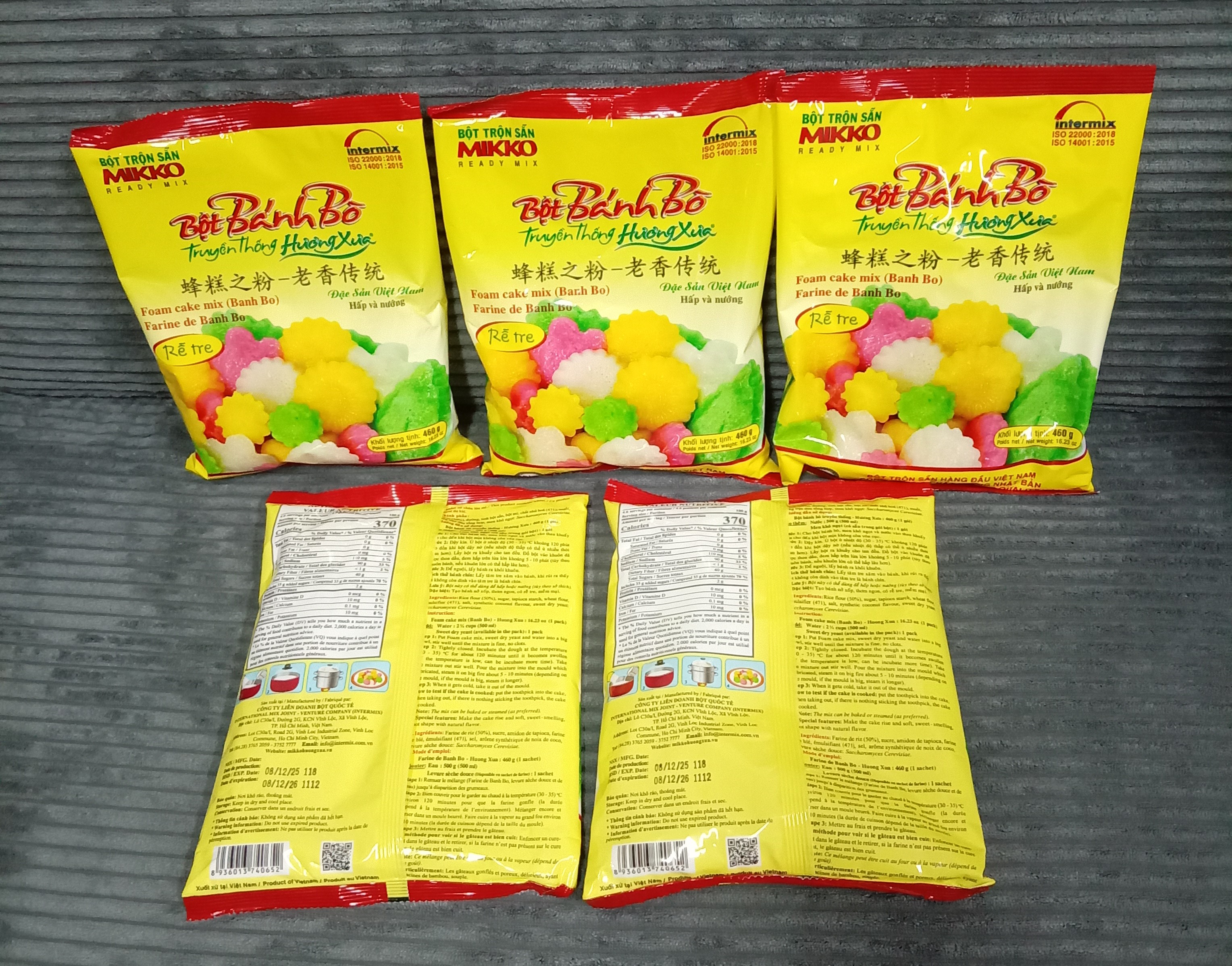 Combo 5 gói bột bánh bò rể tre Mikko hương xưa 460g
