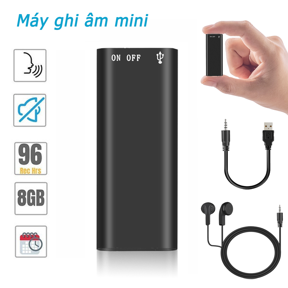 Máy ghi âm mini di động thiết bị nghe kích hoạt giọng nói 1 cái 96 giờ 8/16GB Ghi âm ghi âm Máy ghi âm Voice Recorder