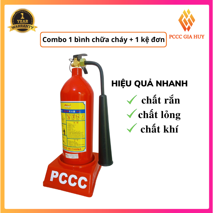 Bình cứu hỏa ,bình chữa cháy xách tay gia đình - COMBO 1 bình chữa cháy + 1 kệ đơn , gọn nhẹ , tiện dụng tính thẩm mỹ cao