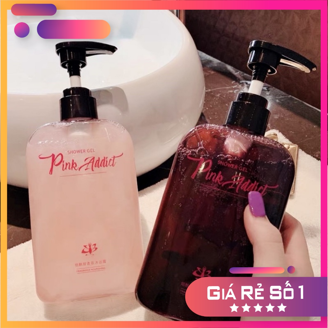CHÍNH HÃNG Set Sữa Tắm Tạo Bọt Tự Pha Hương Nước Hoa PINK ADDICT 420ML Kèm 2 Ống Tinh Chất VITAMIN Trắng Da