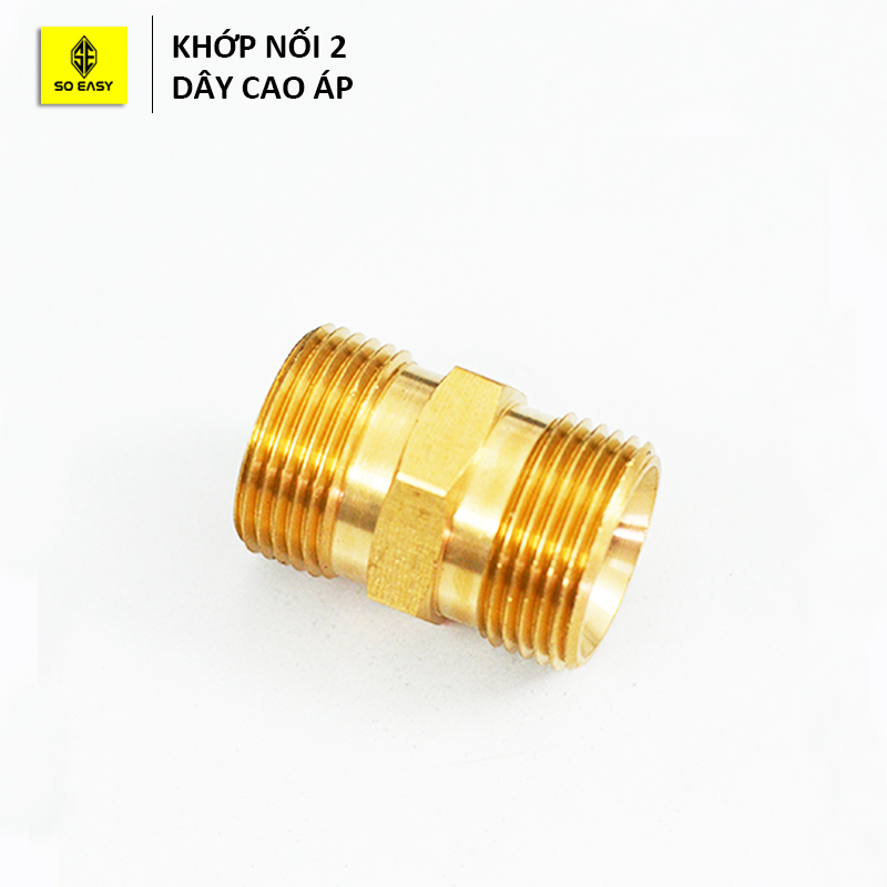 Ren nối dây rửa xe, khớp nối dây rửa xe, đầu nối 2 dây máy rửa xe áp lực cao bằng hợp kim đồng " 22mm sang 22mm " / đầu nối / khớp nối / ren nối dây xịt rửa xe / phụ kiện máy xịt rửa xe C0004-14
