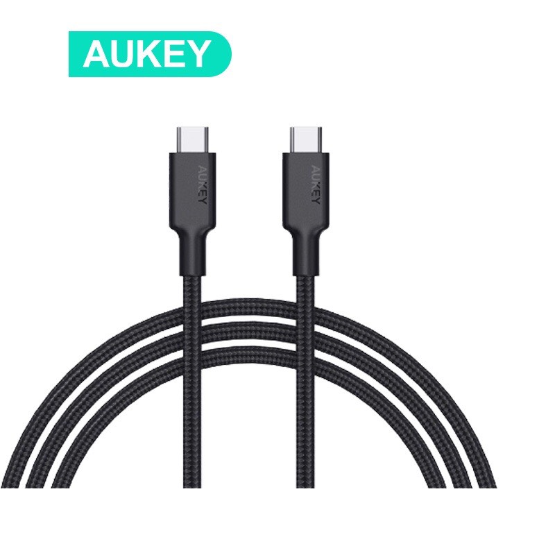 Cáp sạc nhanh aukey cb-cd45 - sạc nhanh 60w - bọc nylon bền bỉ, cứng cáp - usb type c sang type c - hàng chính hãng