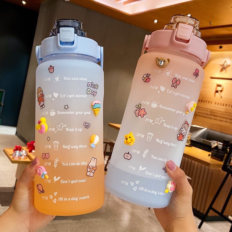 Bình Đựng Nước 2L Có Vạch Báo Giờ Uống Nước.