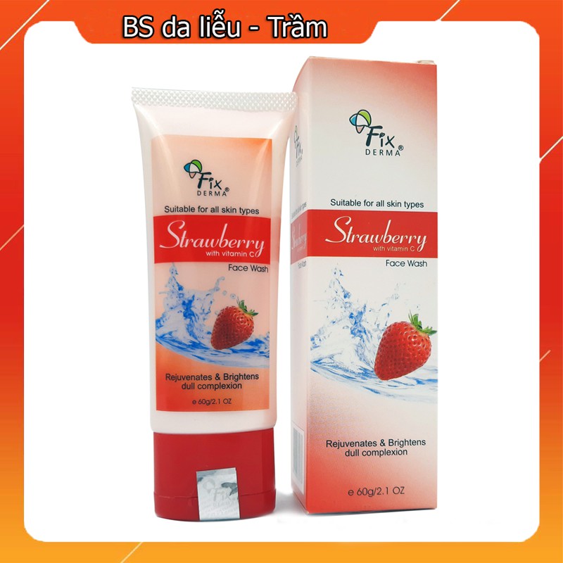 Sữa rửa mặt fixderma strawberry face wash 60g ✨ freeship ✨ da sáng mịn màng