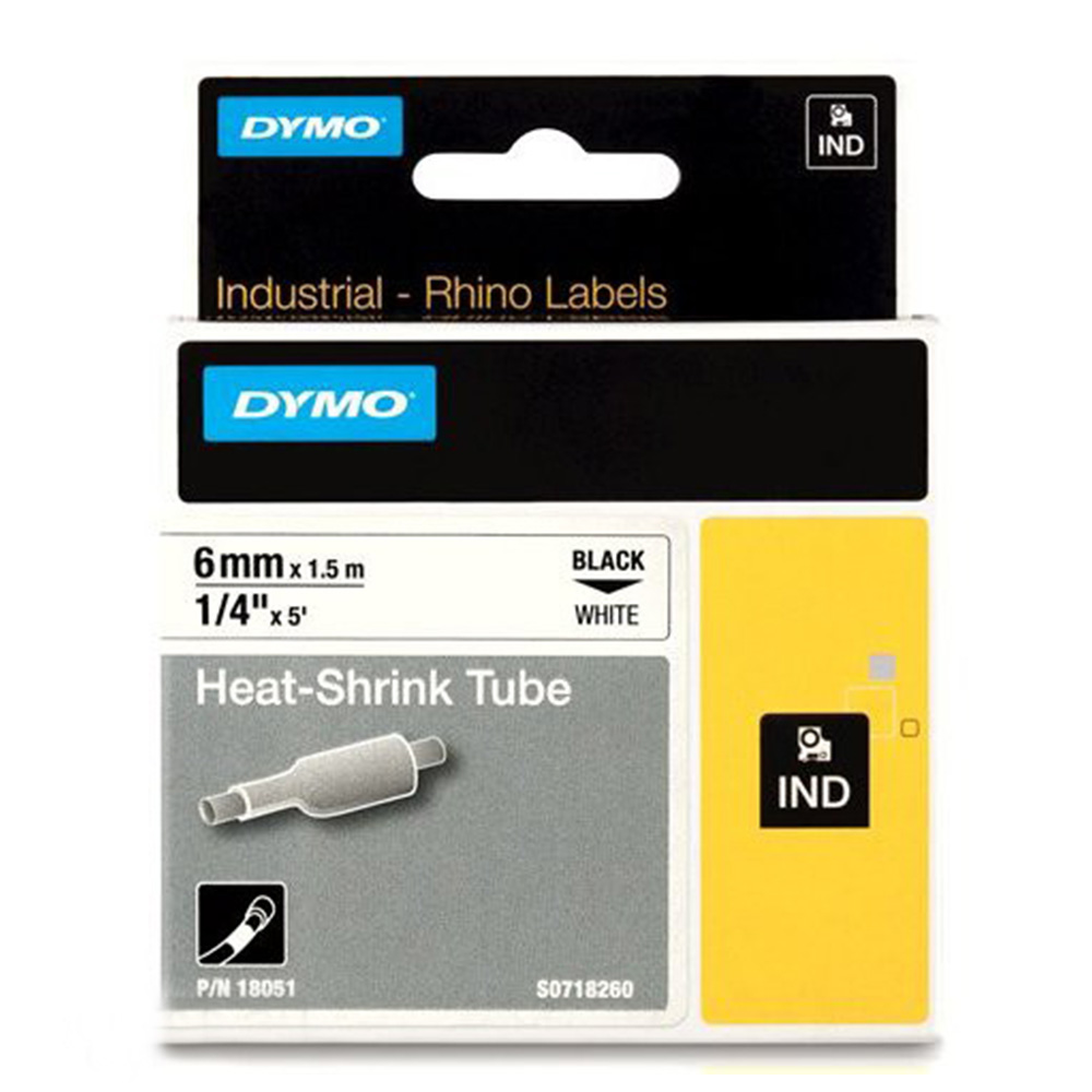 HCMNhãn in công nghiệp Dymo IND Ống co nhiệt 6mm x 1.5m Đen Trắng