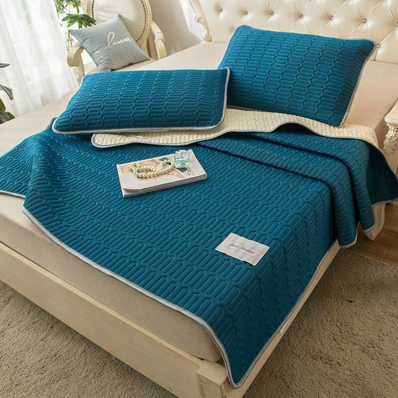 Chiếu điều hòa cao su non tencel 1m6 x 2m tặng kèm 2 vỏ áo gối