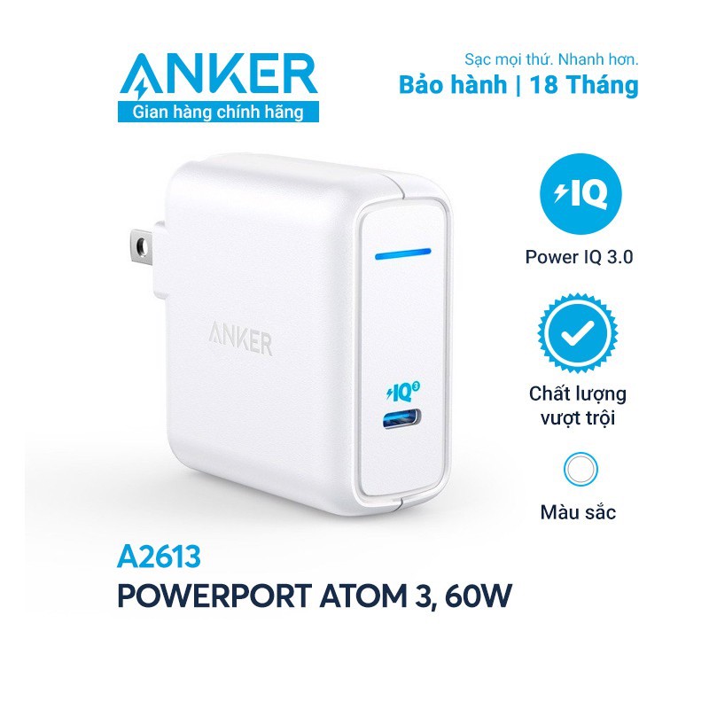 SẠC NHANH ANKER PowerPort ATOM III 60W | TYPE C | A2613