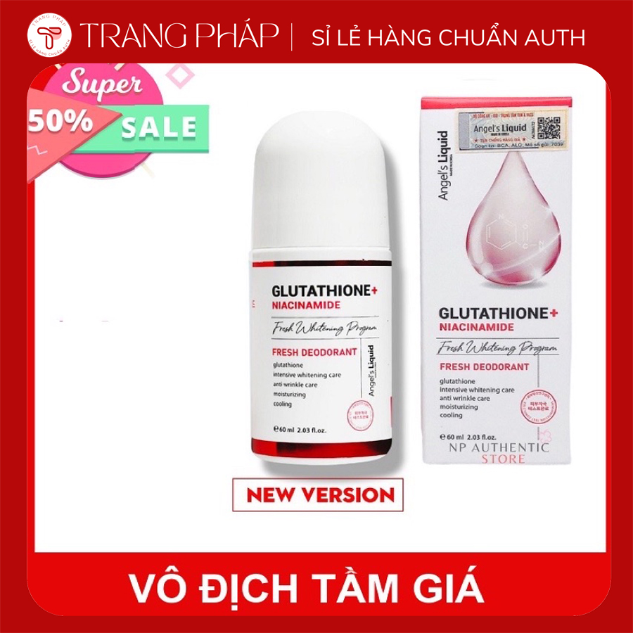 [Chính hãng] Lăn nách mờ thâm Angel Liquid Glutathione Plus dưỡng trắng nách 60ml Hàn Quốc