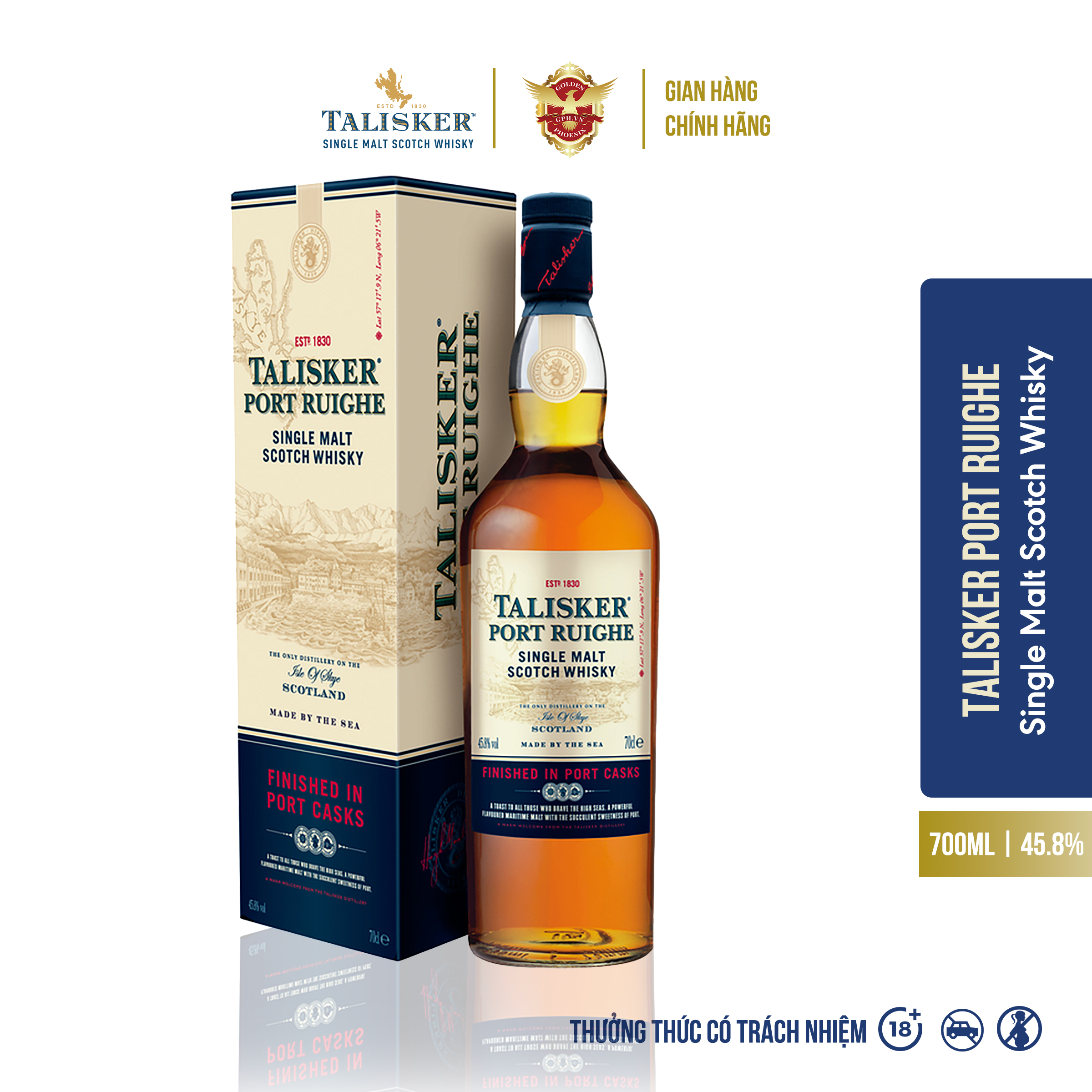 Rượu talisker port ruighe single malt scotch whisky 45.8% 700ml - rượu whisky hương vị trái cây & khói đậm đà