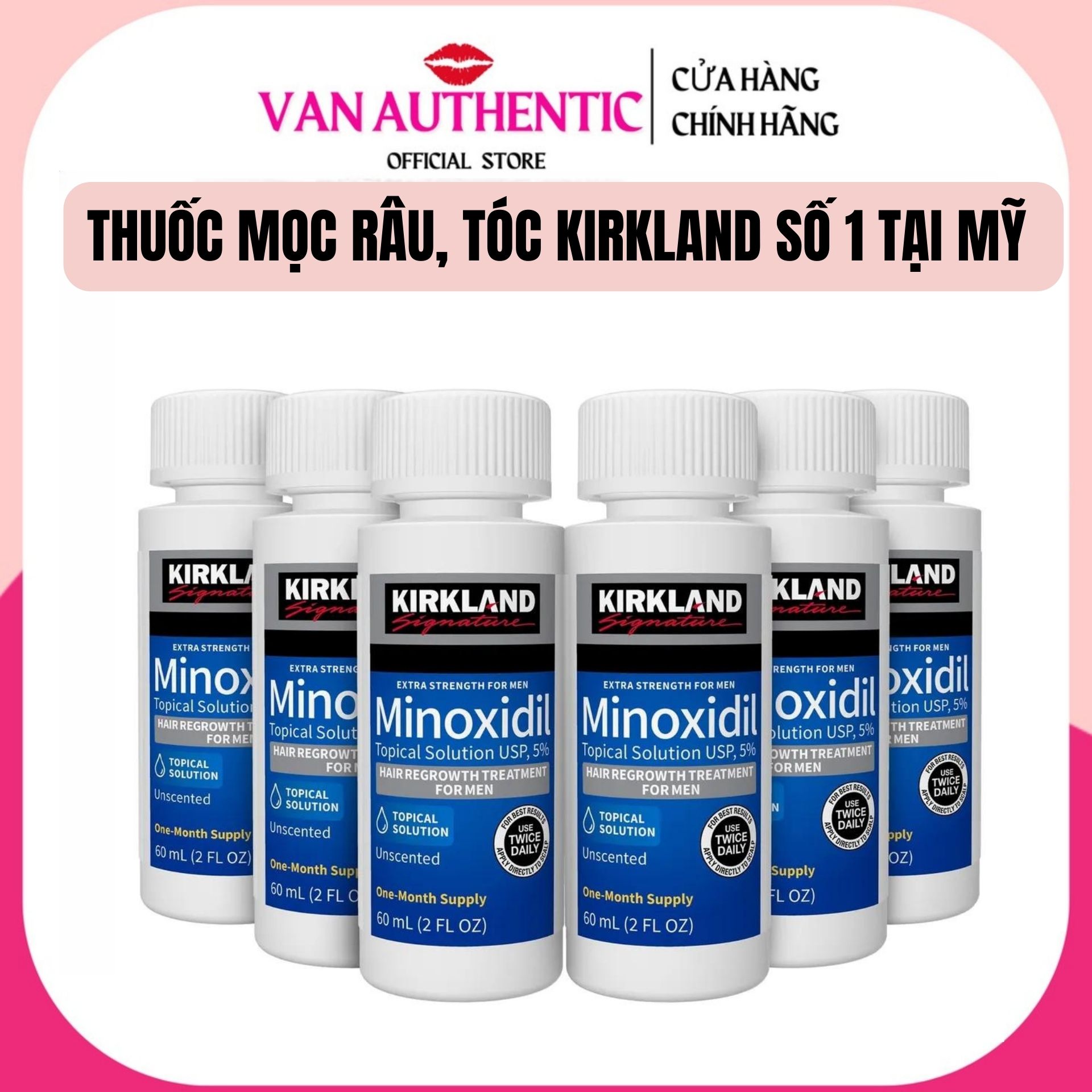 Minoxidil 5% Dạng Lỏng Mọc Râu Tóc Kirkland Mỹ bán sỉ