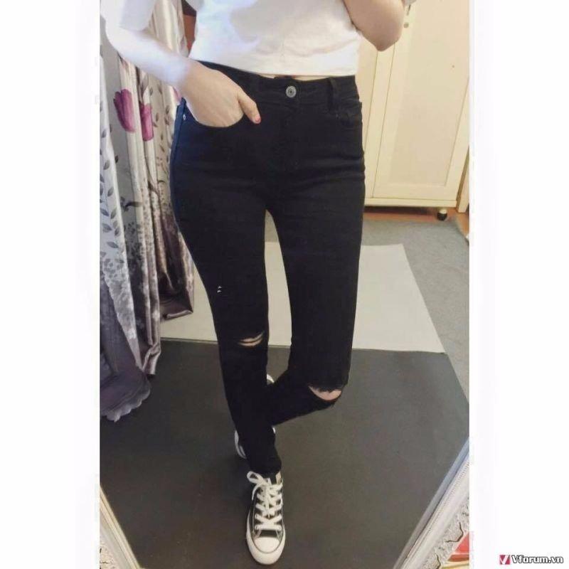 Quần Jean Nữ LN 11 L2 ĐEN RÁCH NỮ (Có Size Đại) Thời Trang Nữ Tính - Hàng Chuẩn Hình