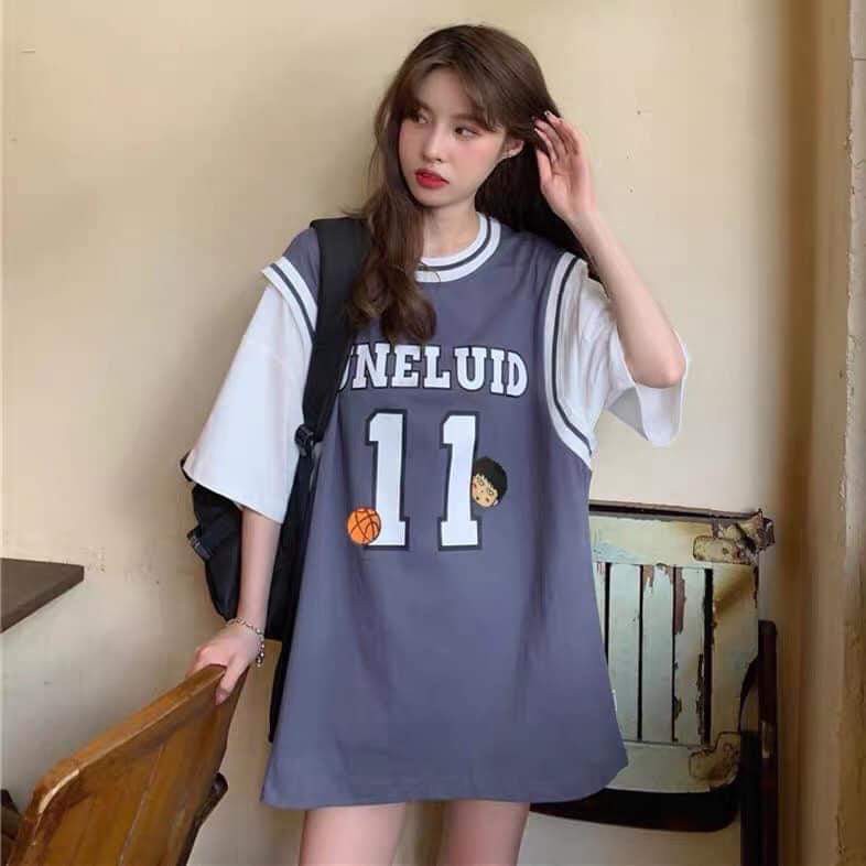 Áo thun nam nữ tay lỡ số 11 phối nhiều màu unisex form rộng 65kg