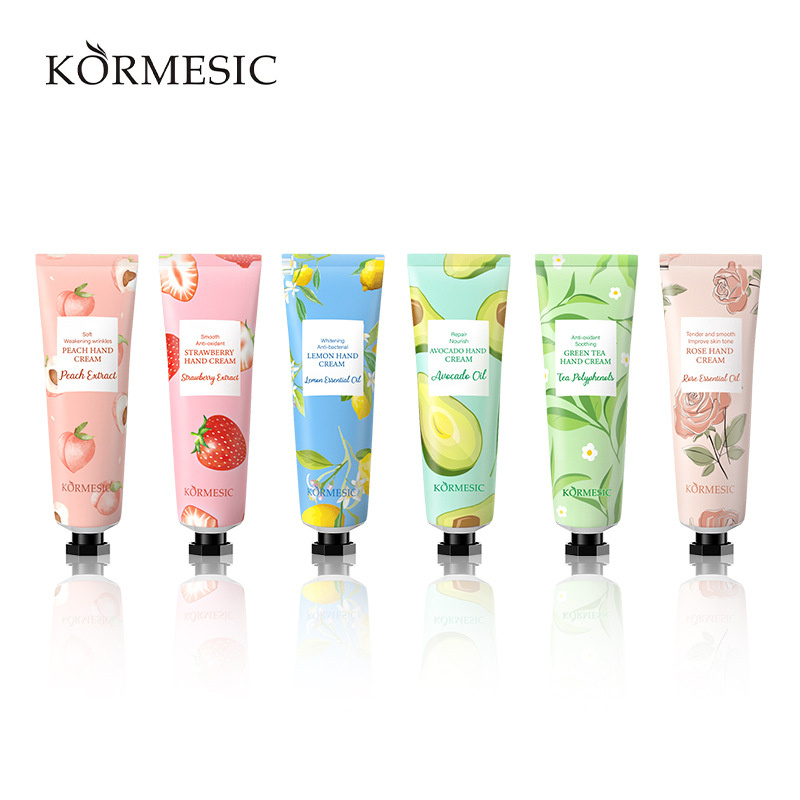 KORMESIC Kem dưỡng da tay chanh, Kem dưỡng da tay hoa hồng, Kem dưỡng da tay dâu tây, Kem dưỡng da tay đào, Kem dưỡng da tay bơ, Kem dưỡng da tay trà xanh, Kem dưỡng da tay mật ong, Kem dưỡng da tay hoa oải hương 30g