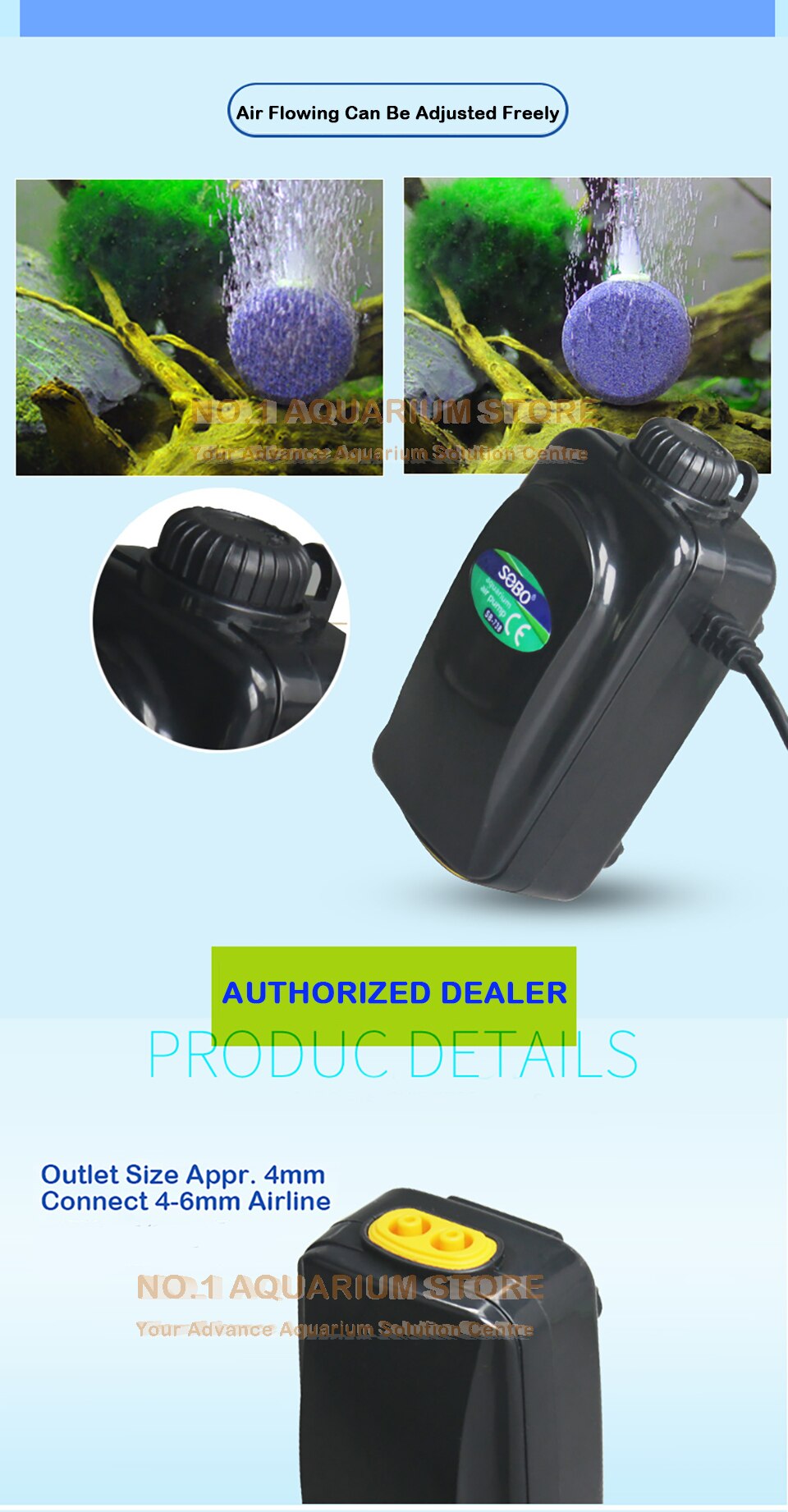 Máy sủi oxy SOBO 738 sủi hồ cá cảnh tép cảnh