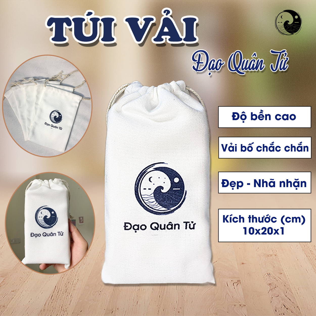 Túi vải đựng bài tarot, kinh dịch "đạo quân tử"