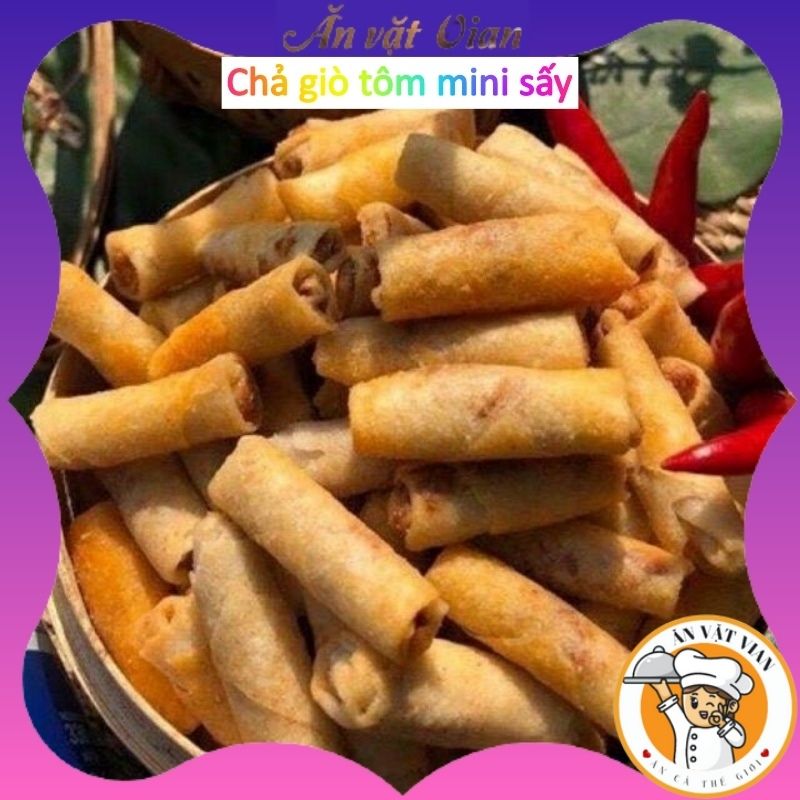 Chả giò tôm mini sấy giòn ăn liền ăn là ghiền- lon 400gr- đồ ăn vặt