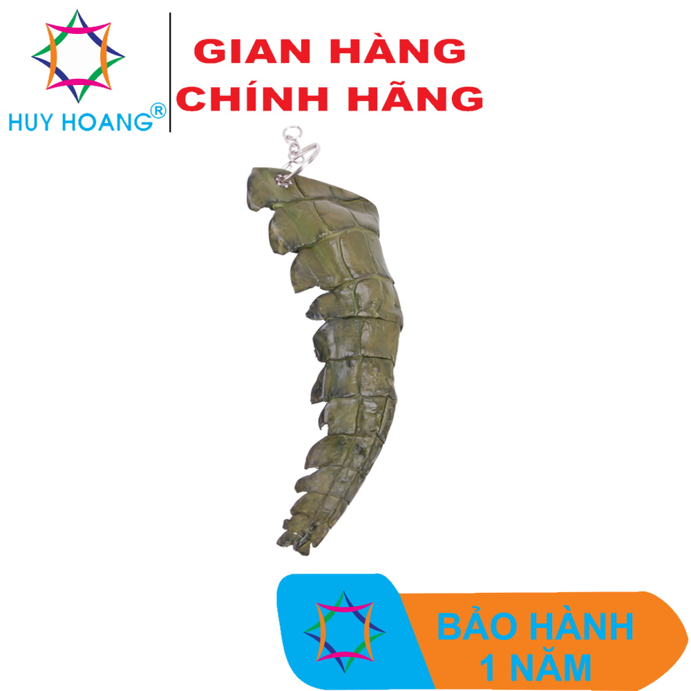 Th8237 - móc khóa da cá sấu gai đuôi màu rêu