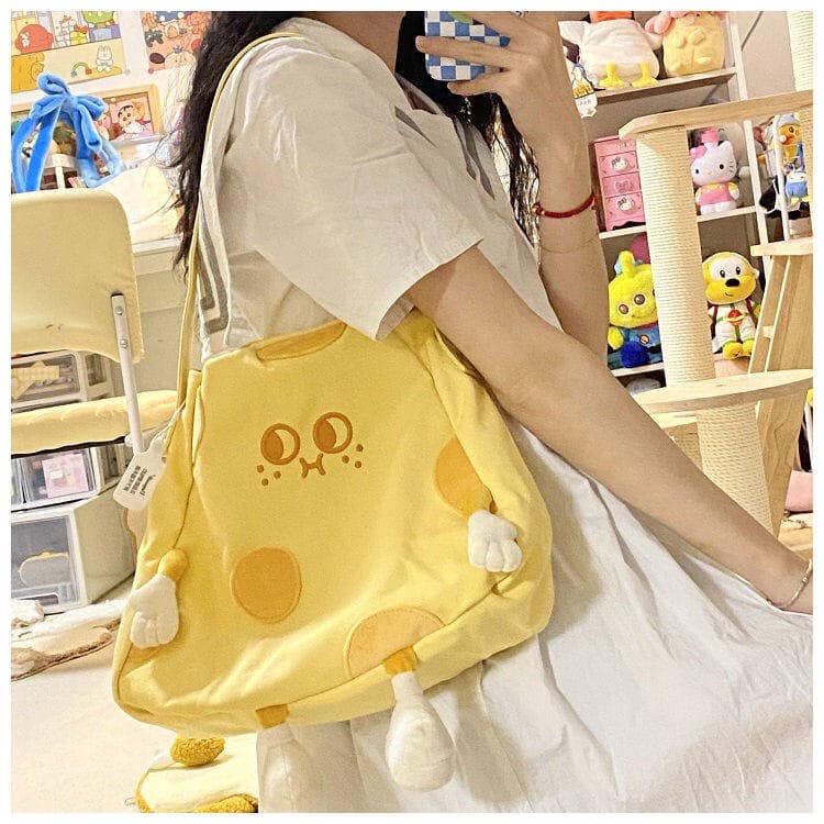 Túi Tote họa tiết phô mai siêu cute, túi vải họa tiết xinh