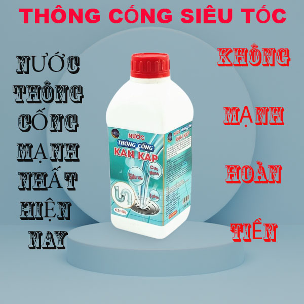 Nước thông cống KanKap 1500g mạnh gấp hơn 10 lần bột thông tắc cống thách thức mọi tắc nghẽn. Nước thông tắc giá rẻ, hiệu quả cao.