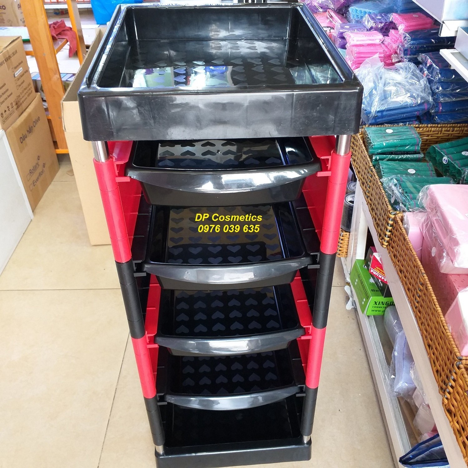 [HCM]Xe đẩy 5 tầng dụng cụ ngành tóc KMD 039