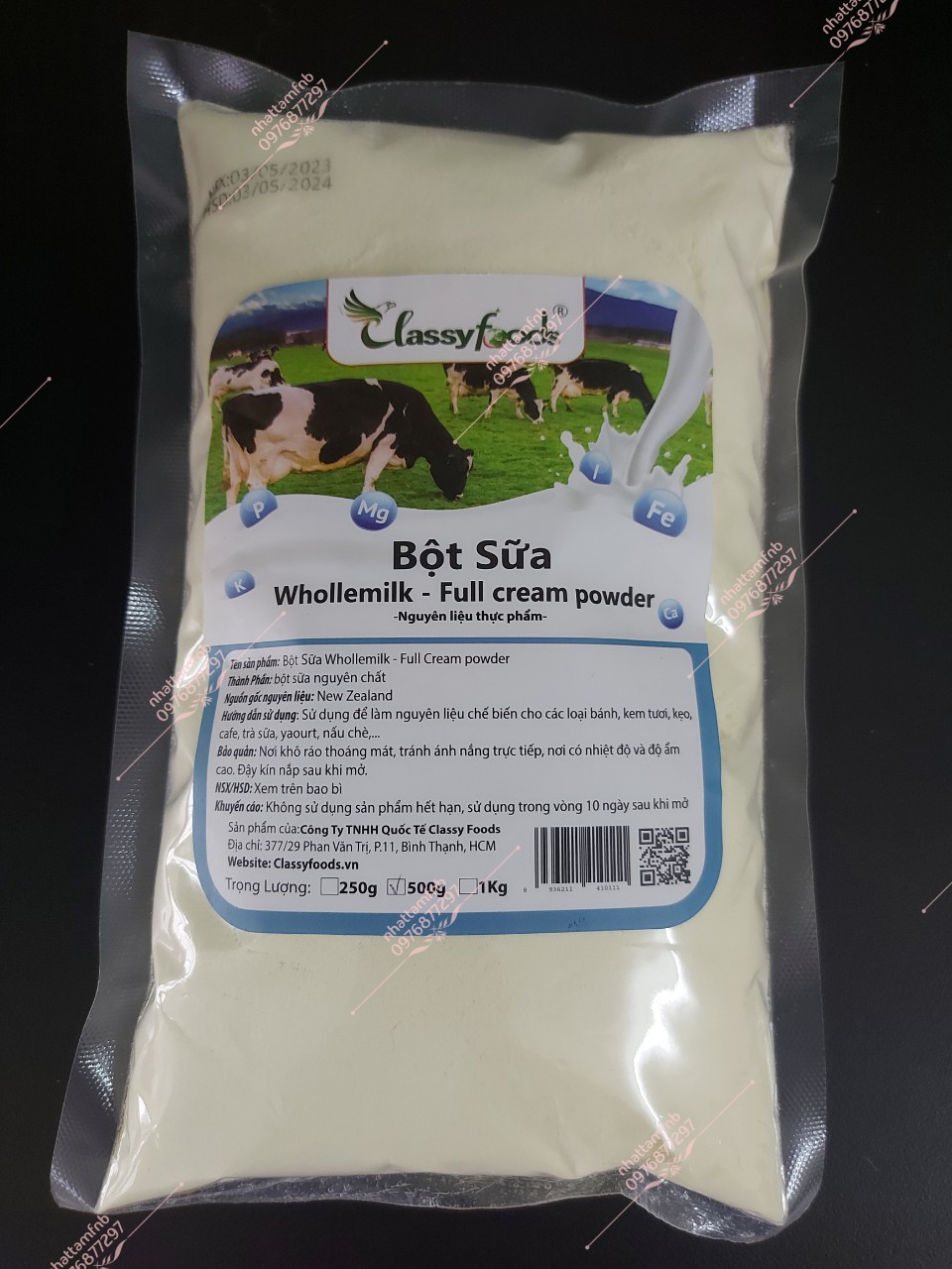 Bột sữa nguyên kem ít béo, nguyên liệu làm kẹo nougat