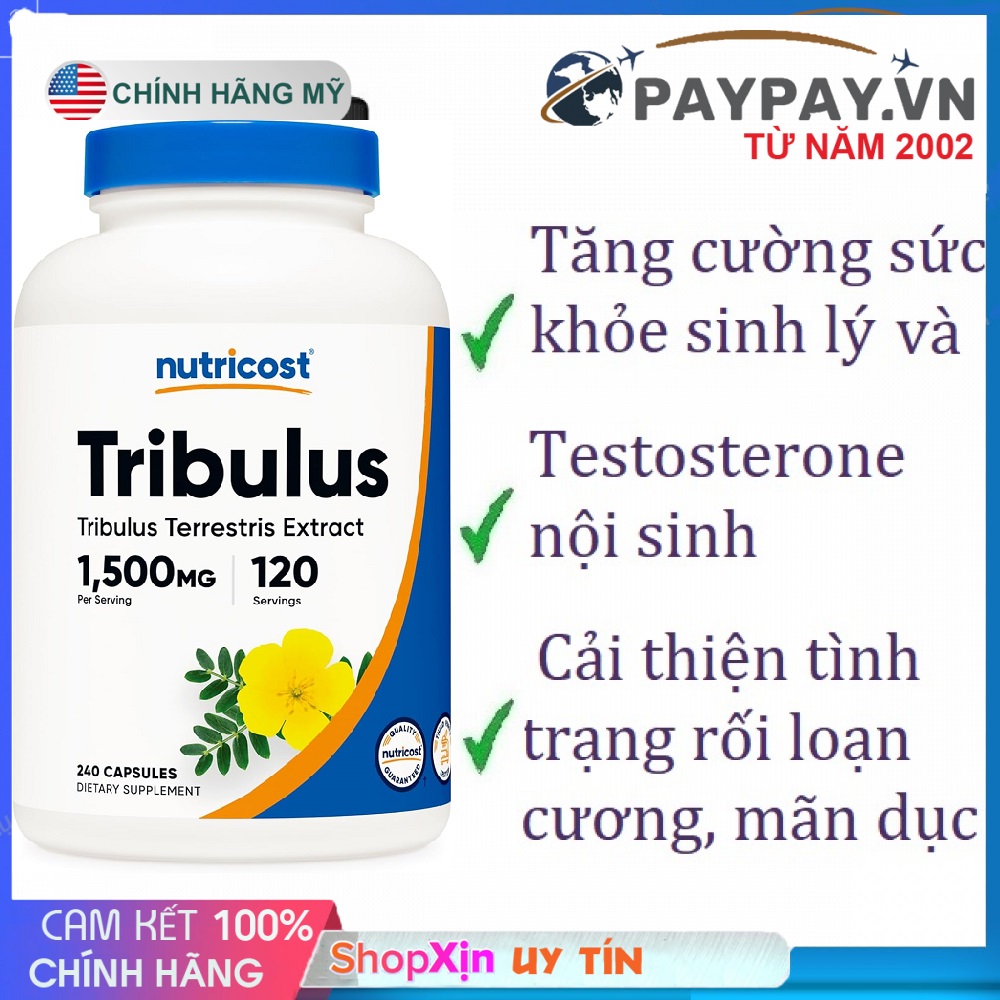 Hỗ trợ tăng cường sinh lý tăng Testosterone nội sinh Nutricost Tribulus