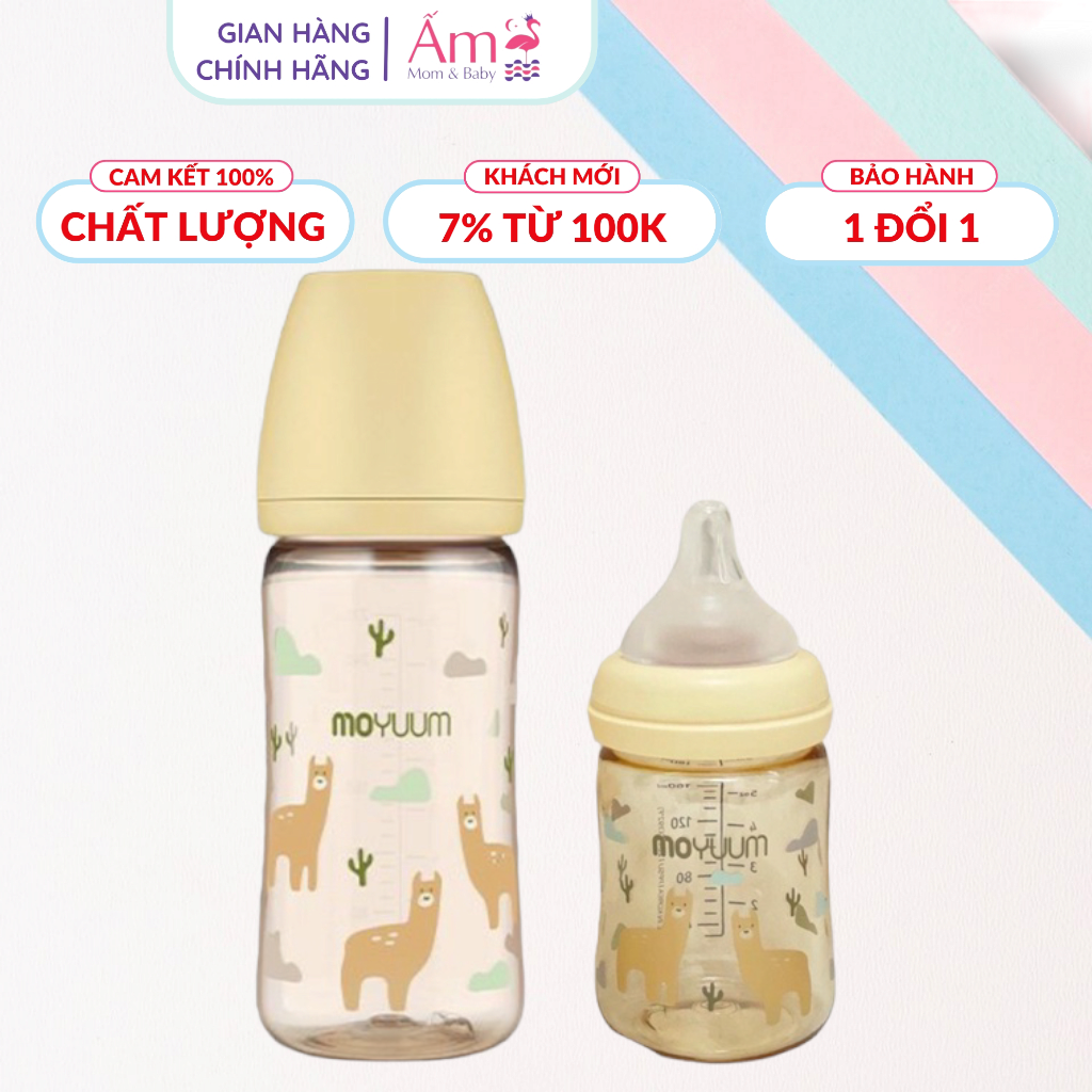 Bình Sữa Moyuum Lạc Đà PP Bởi Ấm Baby Nội Địa Hàn Quốc Nhựa PPSU Núm Silicon Siêu Mềm Cho Bé 170ml/ 270ml