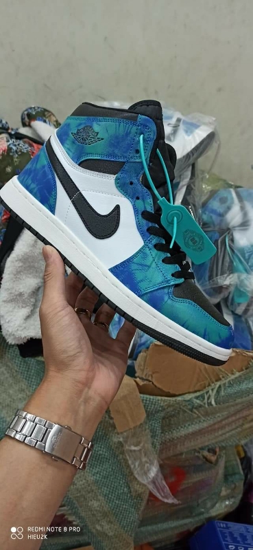 Giày thể thao nam nữ air jocdan cổ cao xanh loang blue