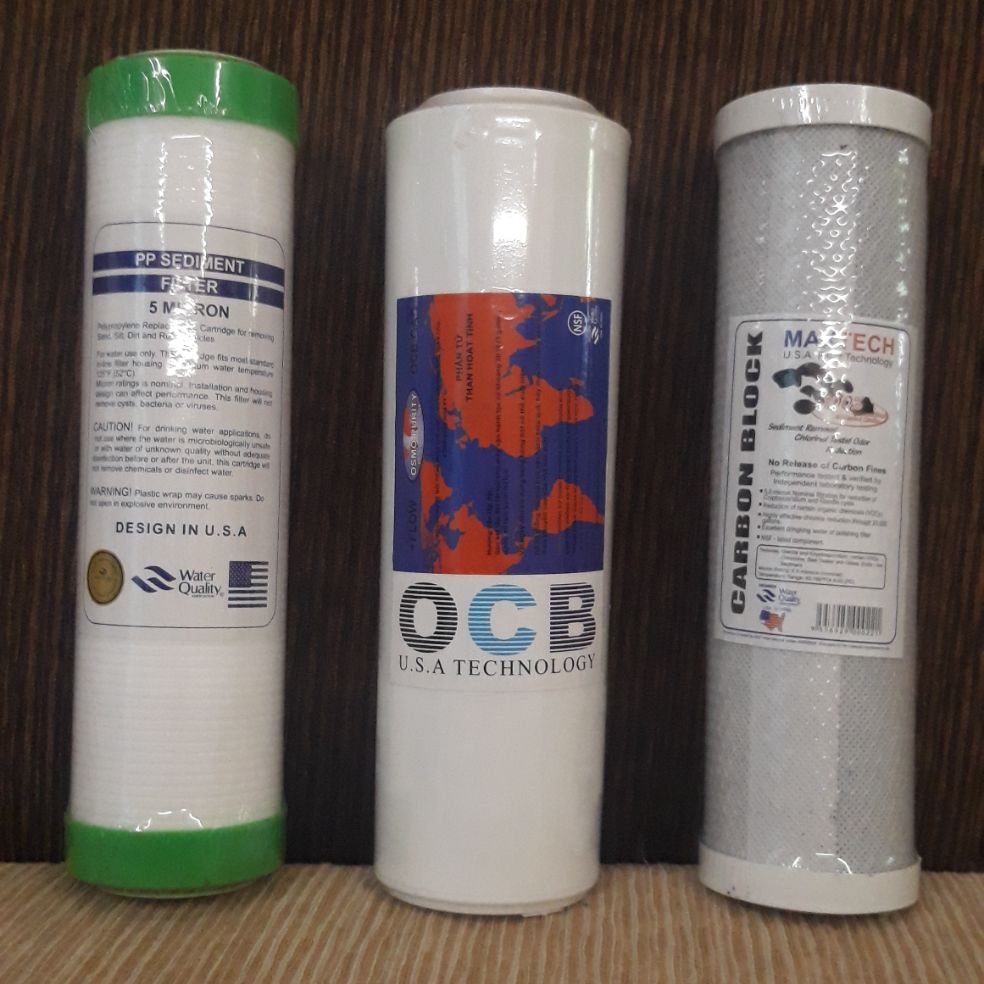 Bộ 3 linh kiện lõi lọc nước RO.