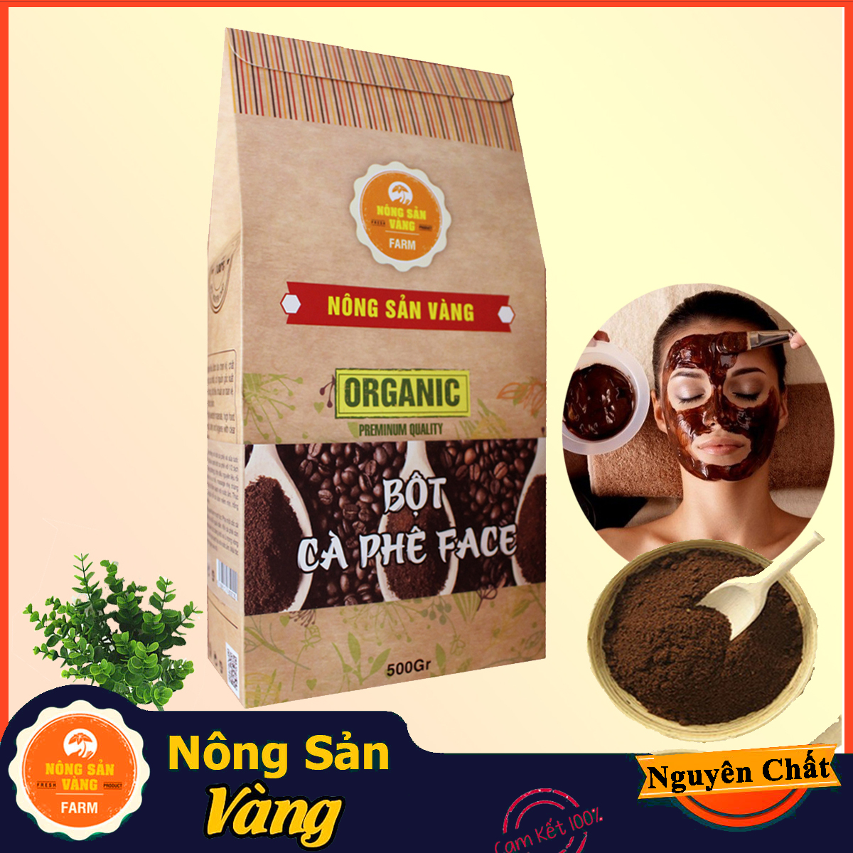 Bột Cà Phê Nguyên Chất 500g,Ủ trắng da, Tẩy tế bào chết - Nông Sản Vàng