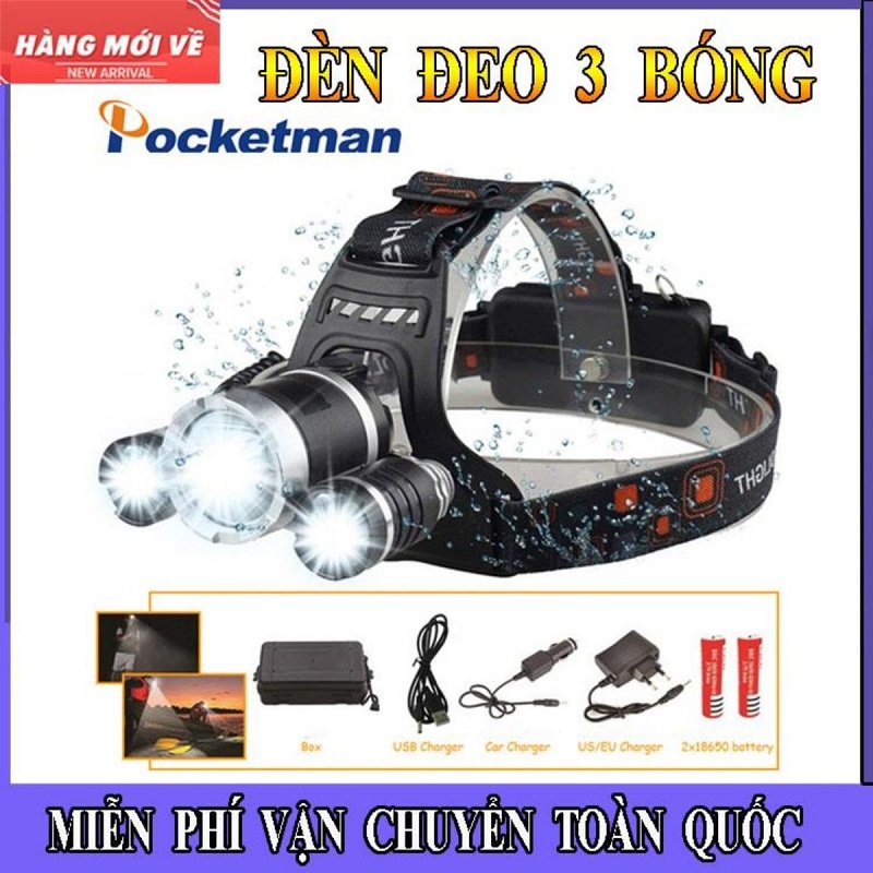 [HCM]Đèn pin đội đầuđeo trán 2 pin sạc 3 bóng led Đèn Pin Đội Đầu Siêu Sáng Đèn Pin LED Đội Đầu Đèn Đeo 3 Bóng Siêu Sáng Hữu Ích Đối Với Những Người Thợ Kỹ Sư Người Lao Động
