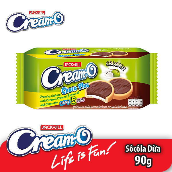 [HCM]Combo 3 gói BÁNH QUY CREAM O NHÂN SOCOLA CARAMEN HƯƠNG DỪA 90g